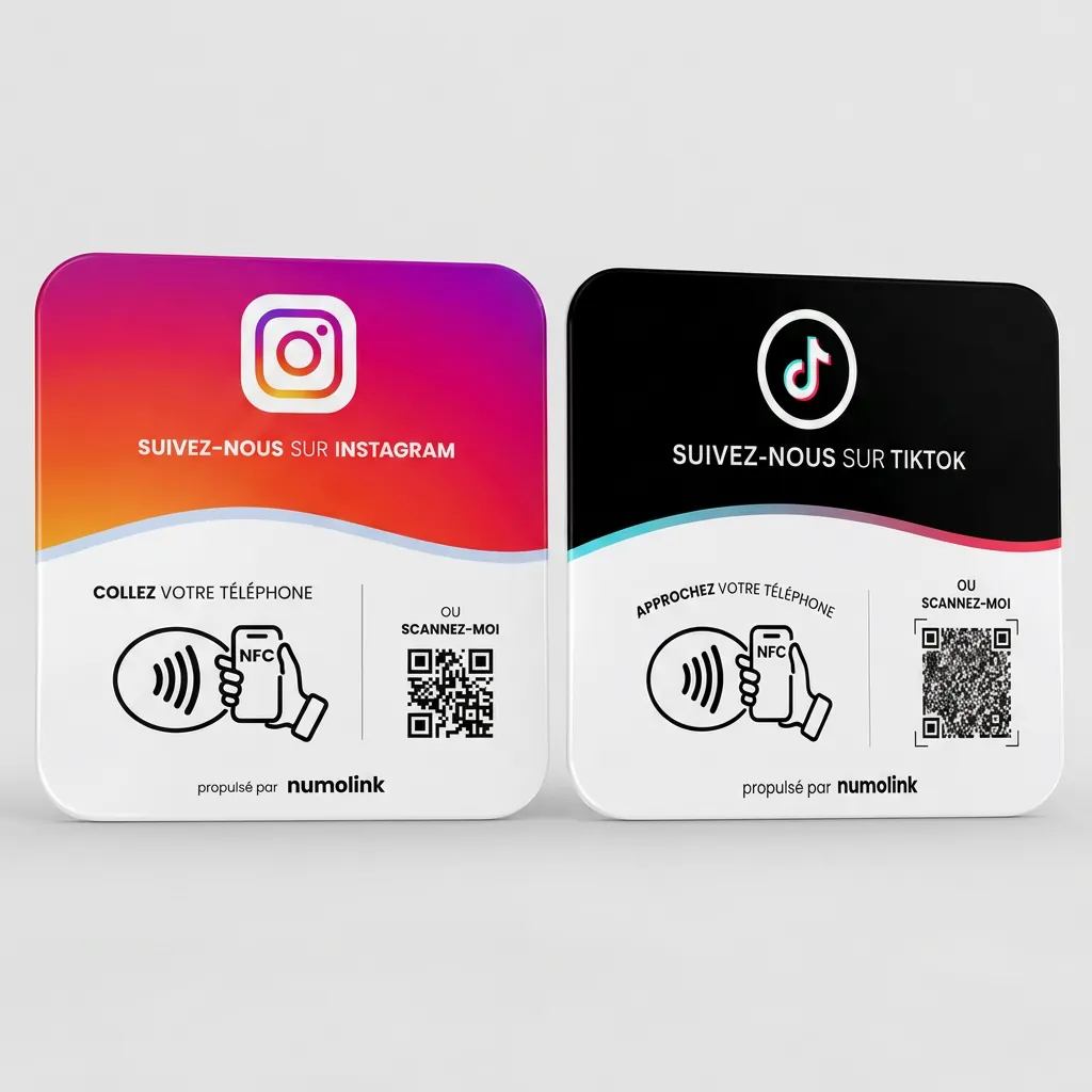 Plaques NFC réseaux sociaux personnalisées
